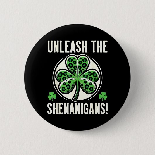 Als ik kattenkwaad uithaal Leopard Shamrock Vrouwe Ronde Button 5,7 Cm (Voorkant)