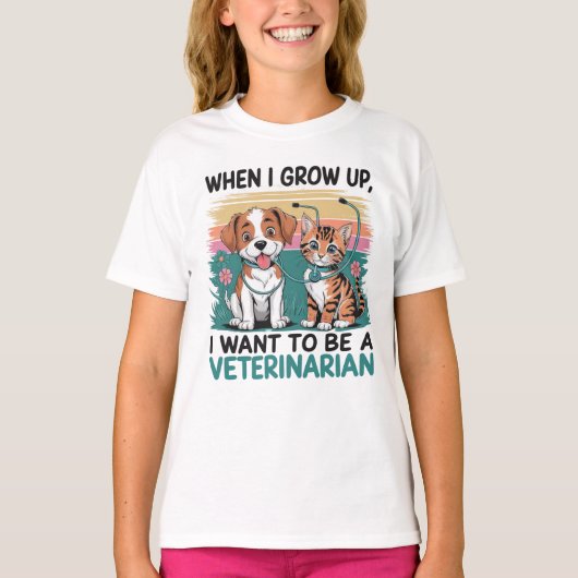 Als ik later groot ben wil ik dierenarts T-shirt w (Voorkant)