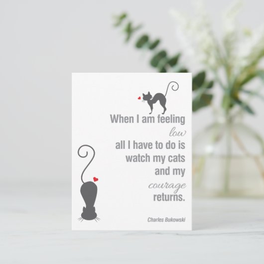 Als ik me laag voel - Bukowski - inspirerend Briefkaart (Staand voorkant)
