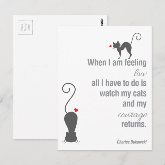 Als ik me laag voel - Bukowski - inspirerend Briefkaart (Voorkant / Achterkant)