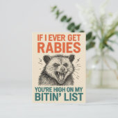 Als ik ooit hondsdolheid krijg - Fierce Animal Hum Feestdagenkaart (Staand voorkant)