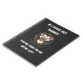 Als ik ooit hondsdolheid krijg, sta je hoog op mij notitieboek (Linkerzijde)