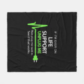 Als ik ooit op life support T Shirt Funny sarcasti Fleece Deken (Voorkant (Horizontaal))