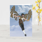 Als ik Steampunk Notecard kon vliegen Kaart (Gele Bloem)