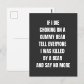 Als ik stik op een gummy beer, vertel het iedereen briefkaart (Voorkant / Achterkant)