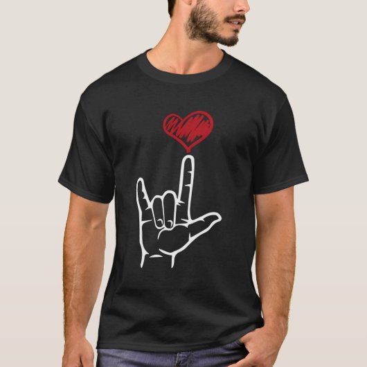 Als ik van je hou, geef ik de Amerikaanse gebarent T-shirt (Voorkant)