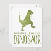 Als ik volwassen word, word ik een Dinosaur. Briefkaart (Voorkant / Achterkant)