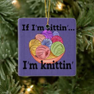 Als ik zit, ben ik keramisch Ornament aan het brei