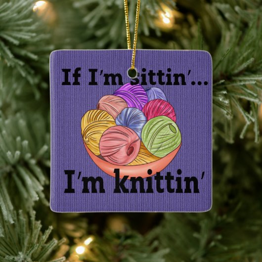 Als ik zit, ben ik keramisch Ornament aan het brei (Boom)