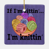 Als ik zit, ben ik keramisch Ornament aan het brei (Achterkant)