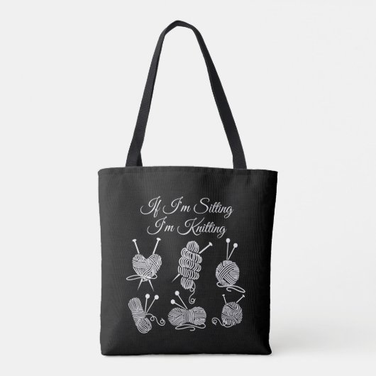 Als ik zit brei ik voor elke breier tote bag (Achterkant)