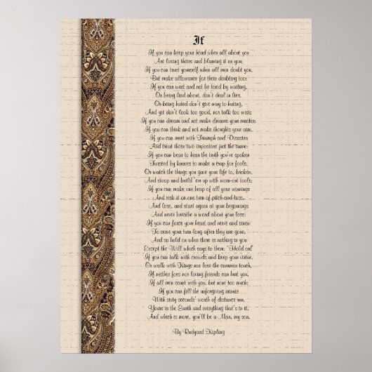 Als inspirerend poëzie door Rudyard Kipling Poster (Voorkant)