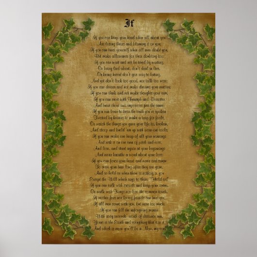 Als inspirerend poëzie door Rudyard Kipling Poster (Voorkant)