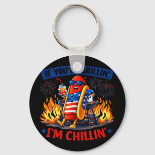 Als je aan het grillen bent chillen bbq hotdog hum sleutelhanger