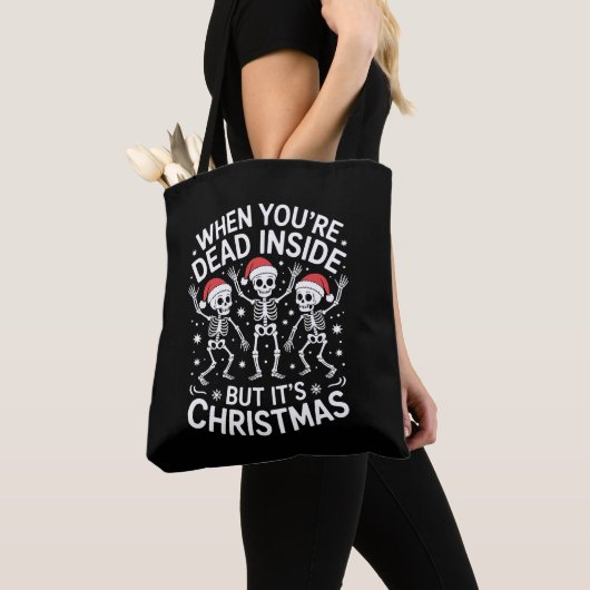 Als je binnen dood bent is het Kerstmis Skelet Ker Tote Bag (Dichtbij)