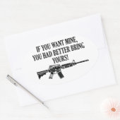 Als je de mijne wilt, neem je die van jou maar mee ovale sticker (Envelop)