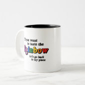 Als je de regenboog wilt proeven tweekleurige koffiemok (Voorkant links)