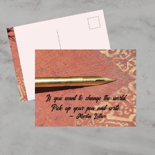 Als je de wereld wilt veranderen Schrijvende quote Briefkaart
