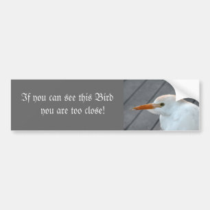 Als je deze vogel kunt zien, ben je te dicht bumpersticker