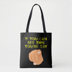 Als je dit kan zien ben je gay, grappige LGBTQ Tote Bag