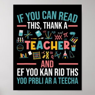 Als je dit kunt lezen, bedank dan een leraar - Gra Poster