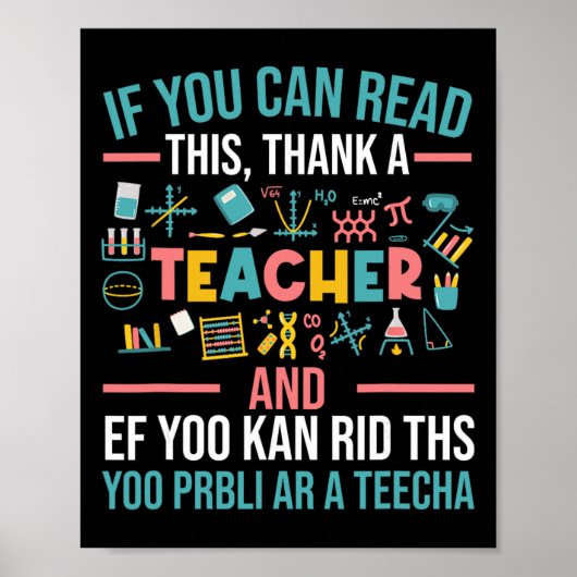 Als je dit kunt lezen, bedank dan een leraar - Gra Poster (Voorkant)