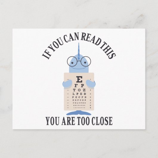 Als je dit kunt lezen, ben je te dicht briefkaart (Voorkant)