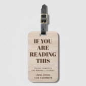 Als je dit leest Grappig Gezegde Bruin Hout BG Bagagelabel (Voorkant (verticaal))