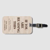 Als je dit leest Grappig Gezegde Bruin Hout BG Bagagelabel (Voorkant (horizontaal))