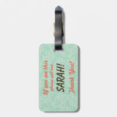 Als je dit ziet, bel dan mijn naam bagagelabel (Achterkant verticaal)