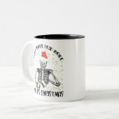 Als je dood bent, maar het is kerstseizoen tweekleurige koffiemok (Voorkant links)