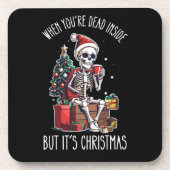 Als je dood bent, maar het is kerstskelet bier onderzetter (Voorkant)