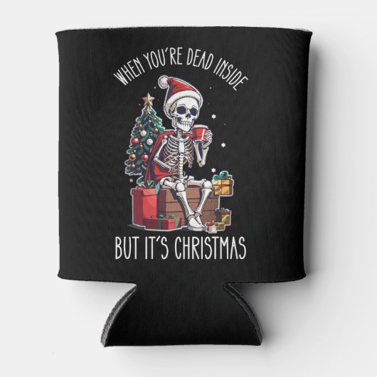 Als je dood bent, maar het is kerstskelet blikjeskoeler (Voorkant)