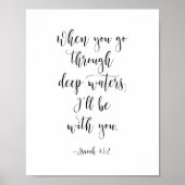 Als je door diepe wateren gaat, Isaiah 43:2 Poster (Voorkant)