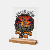 Als je durft Halloween Angst Zombie Hand Grafsteen Acryl Bord (Hoek)