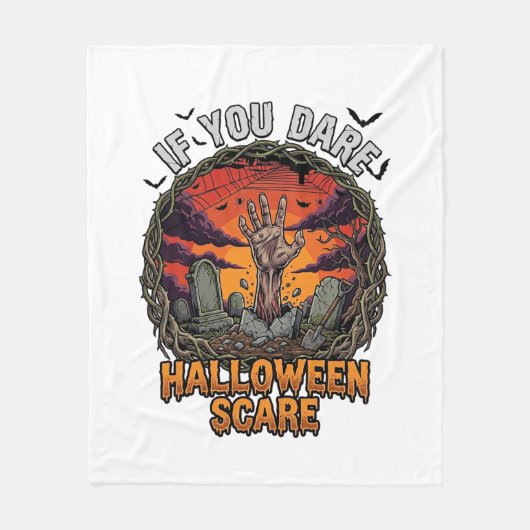 Als je durft Halloween Angst Zombie Hand Grafsteen Fleece Deken (Voorkant)