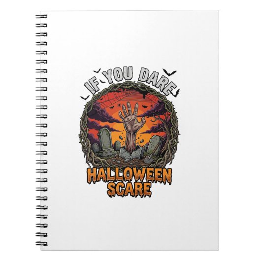 Als je durft Halloween Angst Zombie Hand Grafsteen Notitieboek (Voorkant)