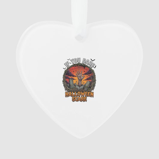 Als je durft Halloween Angst Zombie Hand Grafsteen Ornament (voorkant)