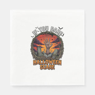 Als je durft Halloween Angst Zombie Hand Grafsteen Servet
