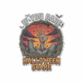 Als je durft Halloween Angst Zombie Hand Grafsteen Sticker (Voorkant)
