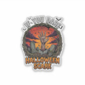 Als je durft Halloween Angst Zombie Hand Grafsteen Sticker (Voorkant)