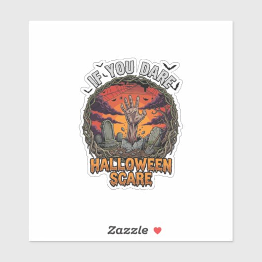 Als je durft Halloween Angst Zombie Hand Grafsteen Sticker (Vel)