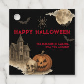 Als je durft - Spooky Haunted House Halloween Bedankjes Labels (Voorkant)