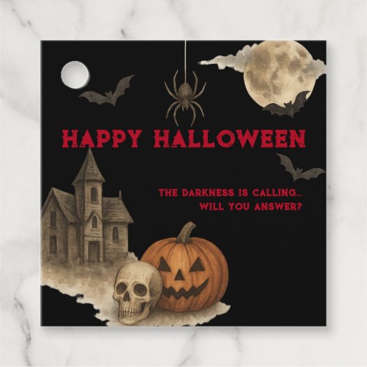 Als je durft - Spooky Haunted House Halloween Bedankjes Labels (Voorkant)