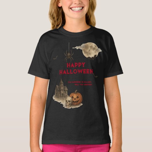 Als je durft - Spooky Haunted House Halloween T-shirt (Voorkant)