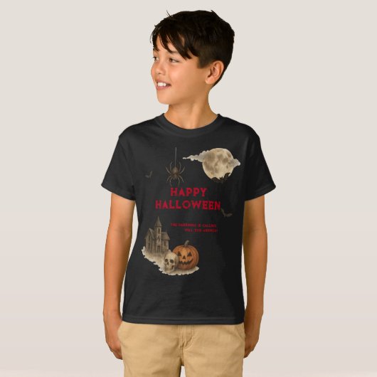 Als je durft - Spooky Haunted House Halloween T-shirt (Voorkant volledig)