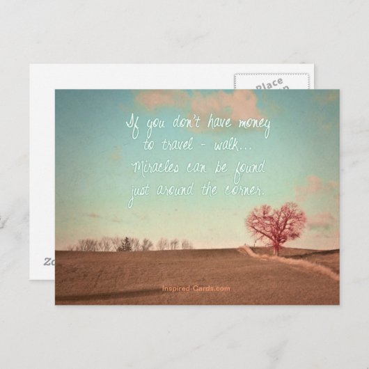 Als je geen geld hebt om te reizen - loop briefkaart (Voorkant / Achterkant)