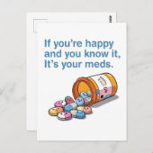 Als je gelukkig bent en je weet dat het je medicij briefkaart (Voorkant / Achterkant)