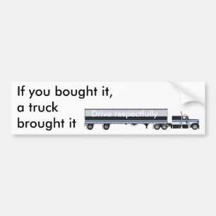 Als je het gekocht hebt, heeft een vrachtwagen het bumpersticker
