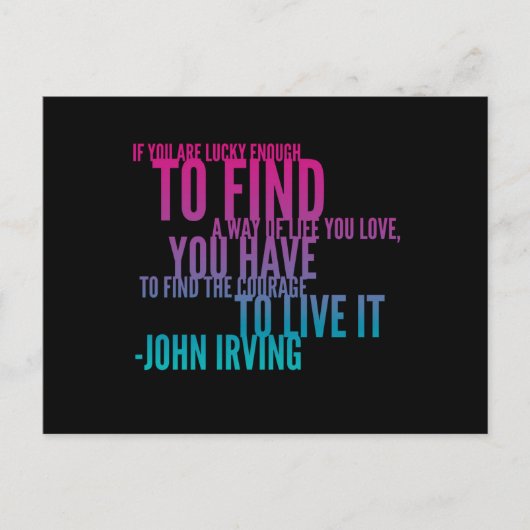 Als je het geluk hebt John Irving Quote Briefkaart (Voorkant)